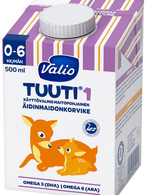 Valio Tuuti® äidinmaidonkorvike päiväyksellä 14.6.2018 on takaisinvedetty, eikä sitä pidä juottaa vauvalle. Kuva: <span class="photographer">Valio</span>