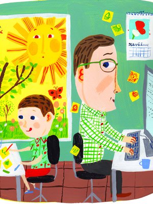 Askartele siinä hetki, jooko, kun isi tekee töitä? Kuvitus: Matti Pikkujämsä